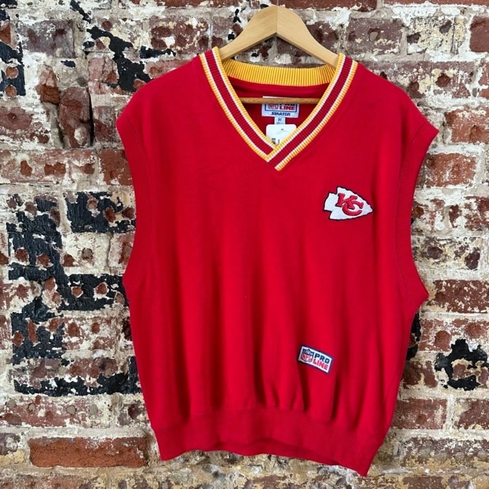VTG Starter Pro Line Kansas City Chiefs Football Sweater Vest Red Men's Medium